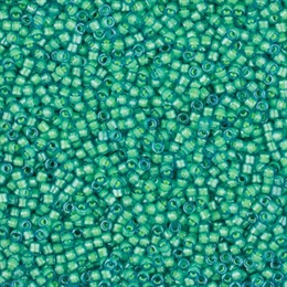 Seed beads, Delica 11/0, color-lined luminous neon green, 7,5 gram. DB2053V